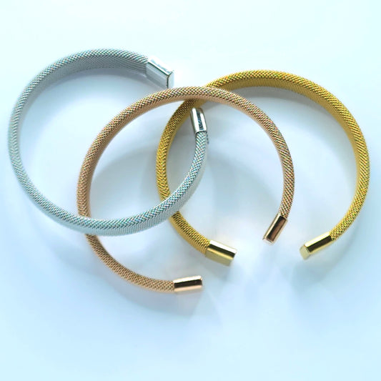 Stainless steel mesh cuff bracelet