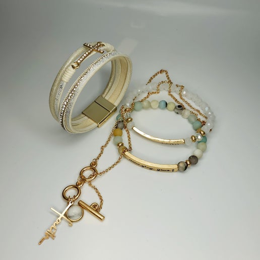 4 pc bracelet necklace set