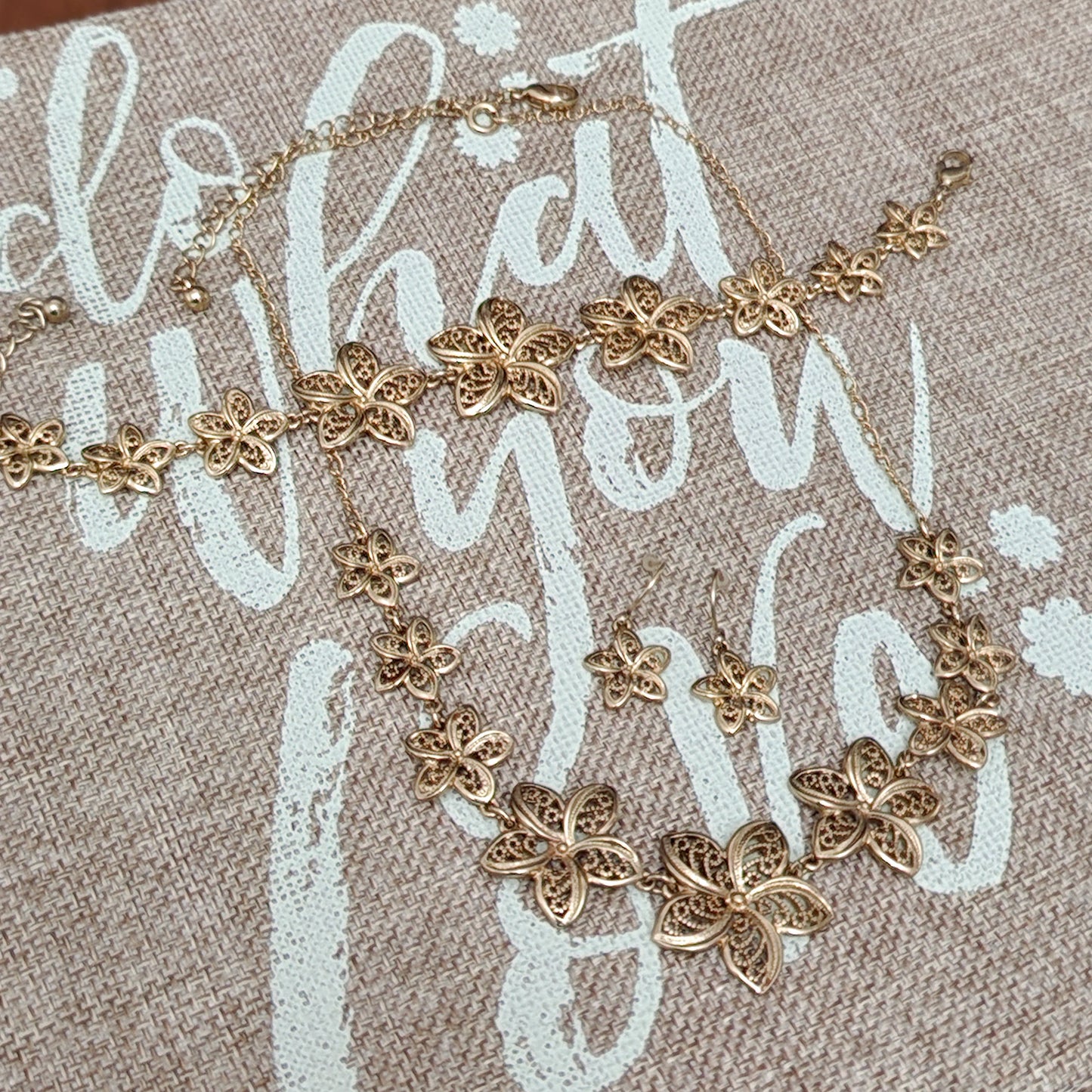 Matching necklace bracelet and earrings set