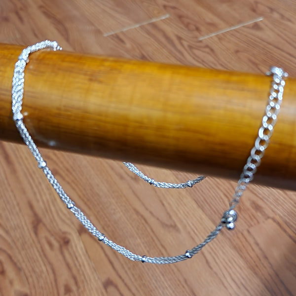 Silver tone spacer neck chain